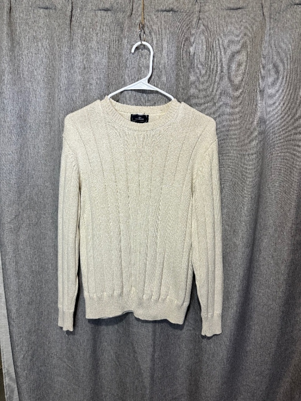Dockers Men's Cream Ribbed Cable Knit Crewneck Sweater - Size Small